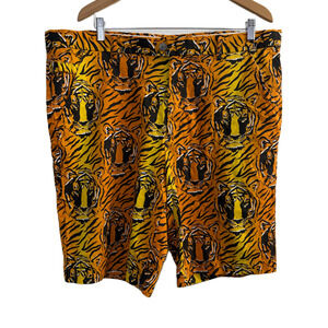 Royal & Awesome Golf Shorts Mens 42 Orange Tiger Animal Print Novelty Fun 10"